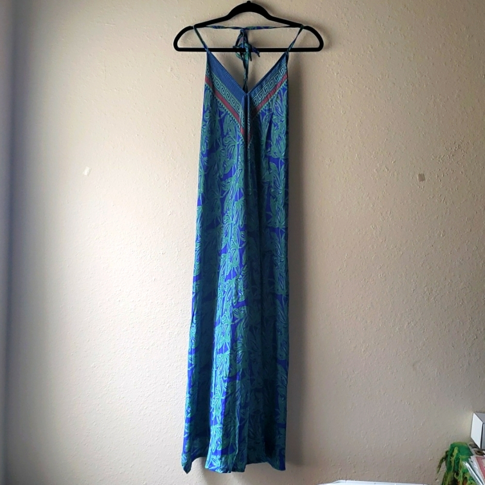 VINTAGE Sari Silk Halter Dress